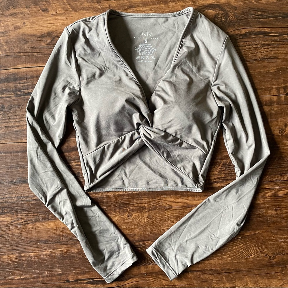 KLASSY NETWORK Balletcore Wrap Long Sleeve Brami Crop top- women’s small